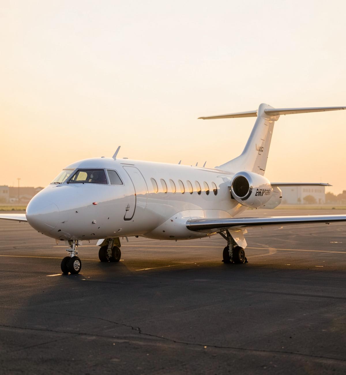 Private business jet on the tarmac at golden hour